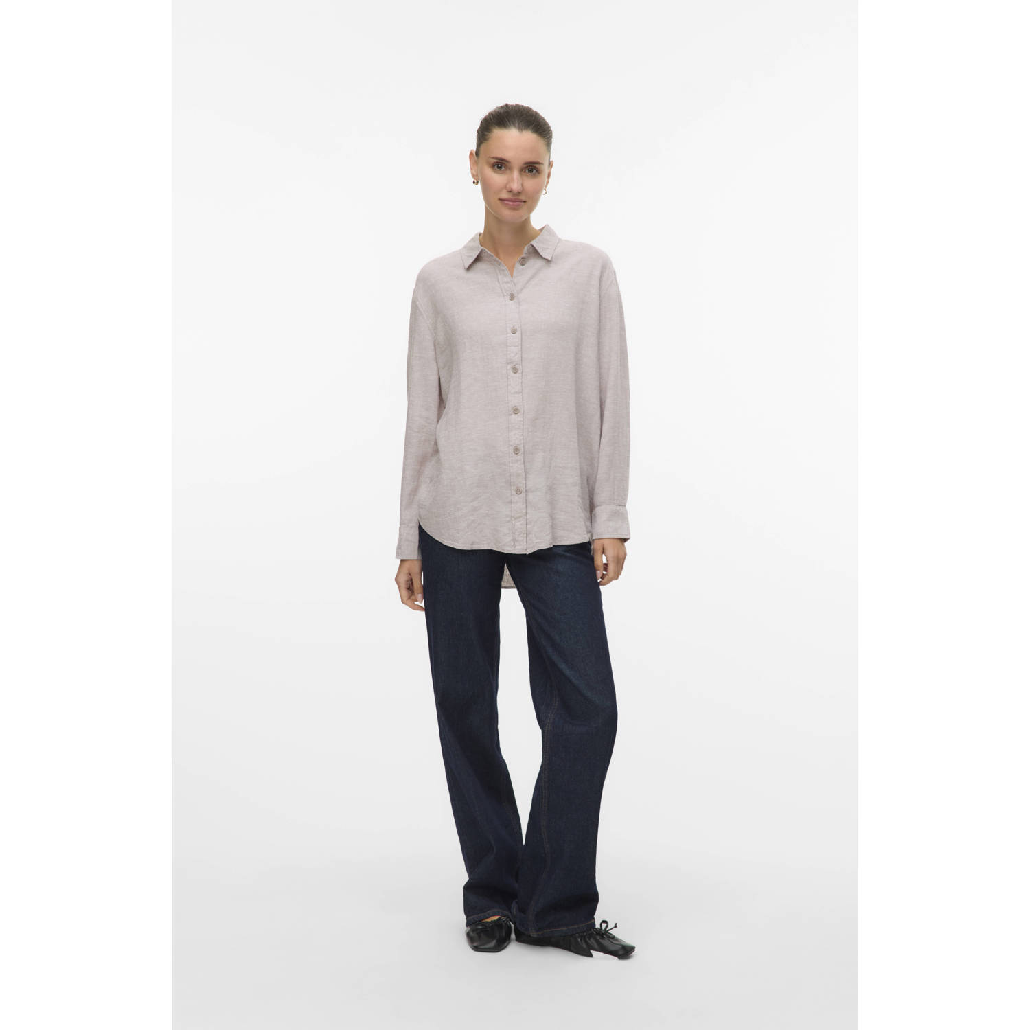 VERO MODA linnen blouse grijs