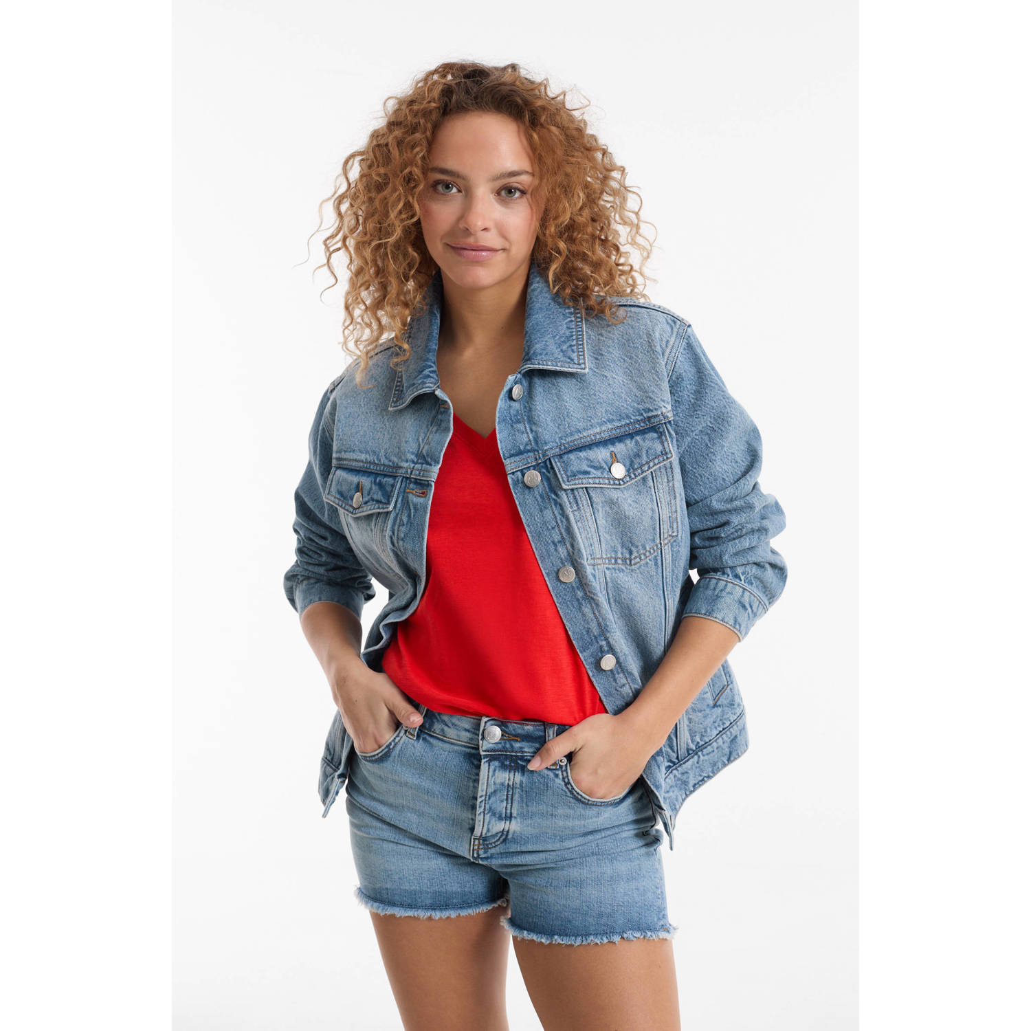 Anytime relaxed denim jacket blauw