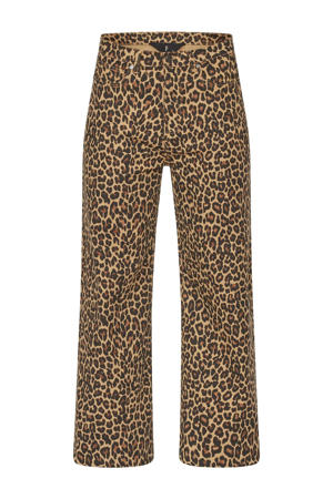 straight leg jeans met panterprint bruin