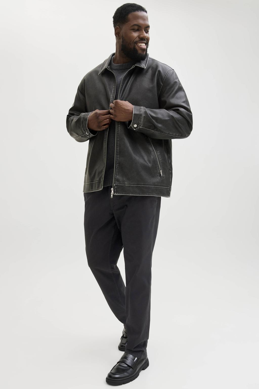 JACK & JONES PLUS SIZE slim chino zwart