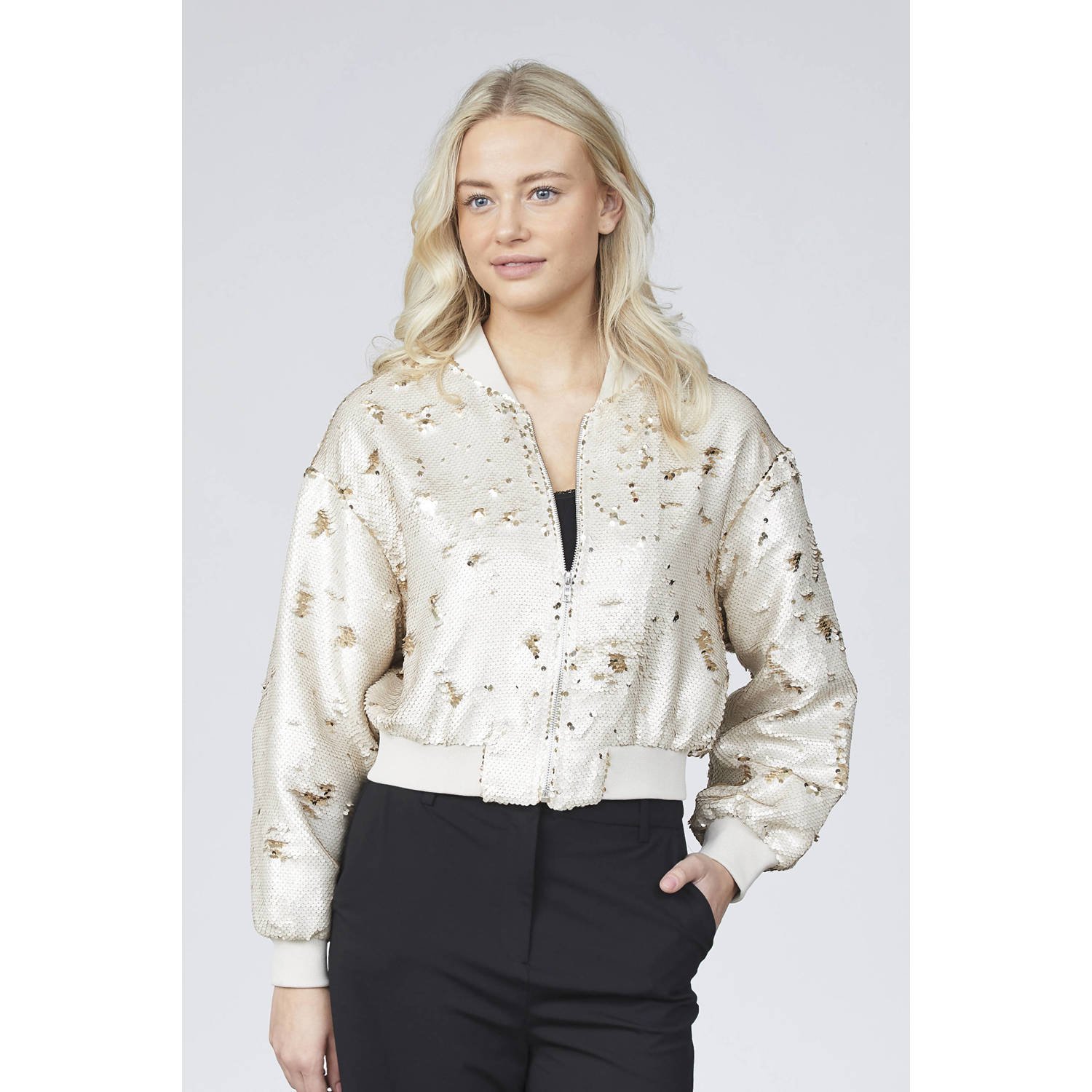SisterS Point bomberjack met pailletten goud