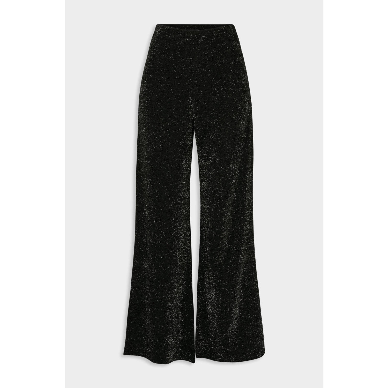 SisterS Point wide leg regular waist broek zwart met lurex