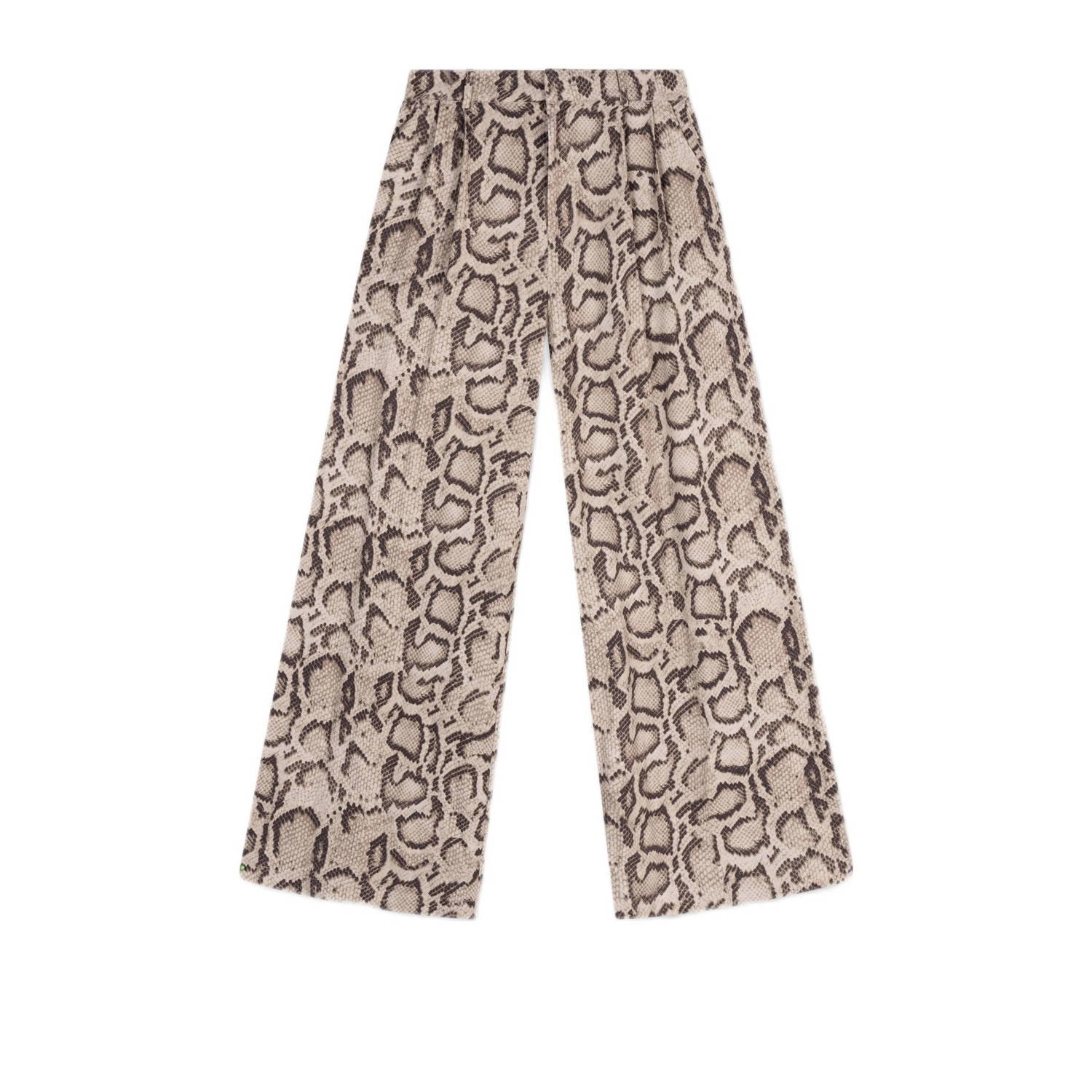 ALIX THE LABEL Dames Broeken Ladies Woven Snake Twill Pants Zand