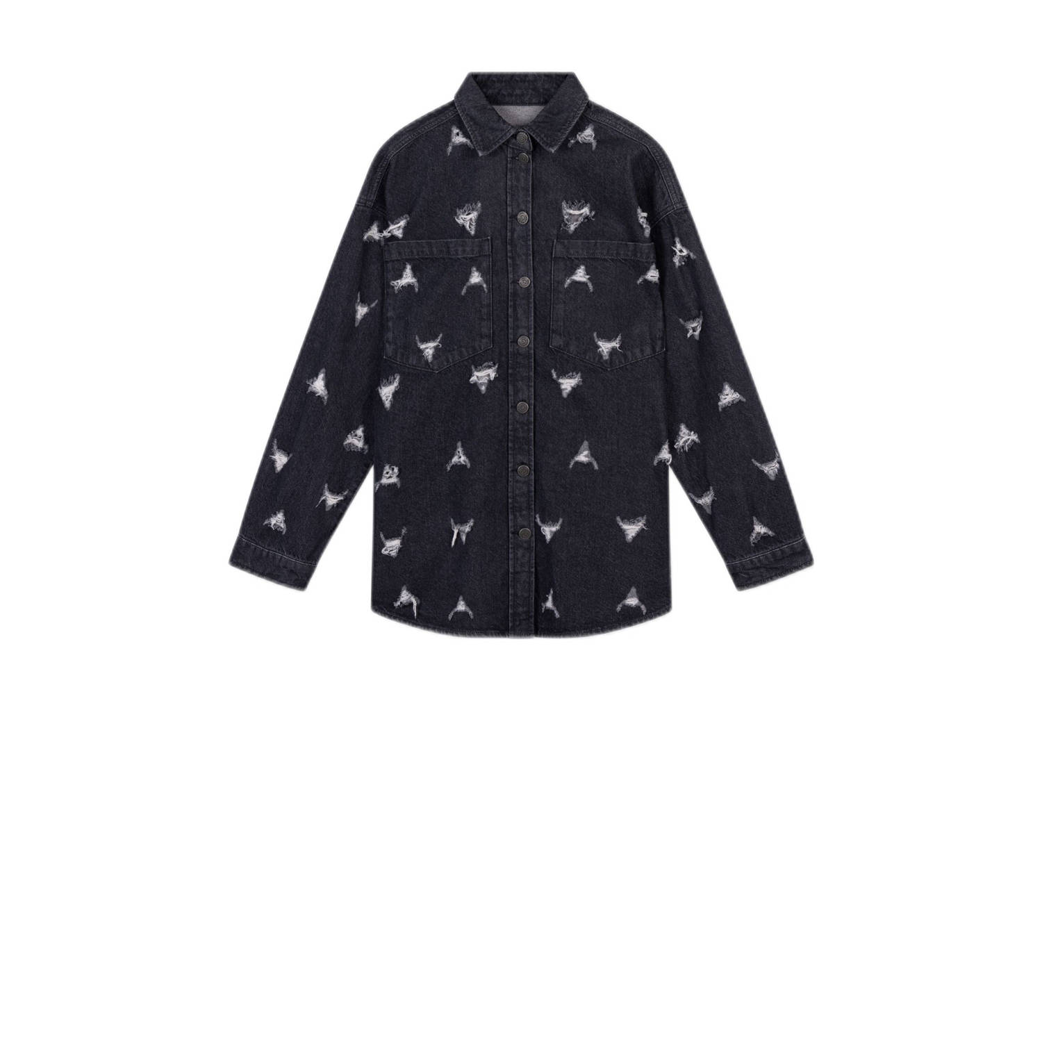 Alix The Label Vernietigde Denim Blouse Gray Dames