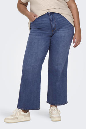 high waist wide leg jeans medium blue denim