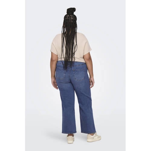 ONLY CARMAKOMA high waist wide leg jeans medium blue denim afbeelding