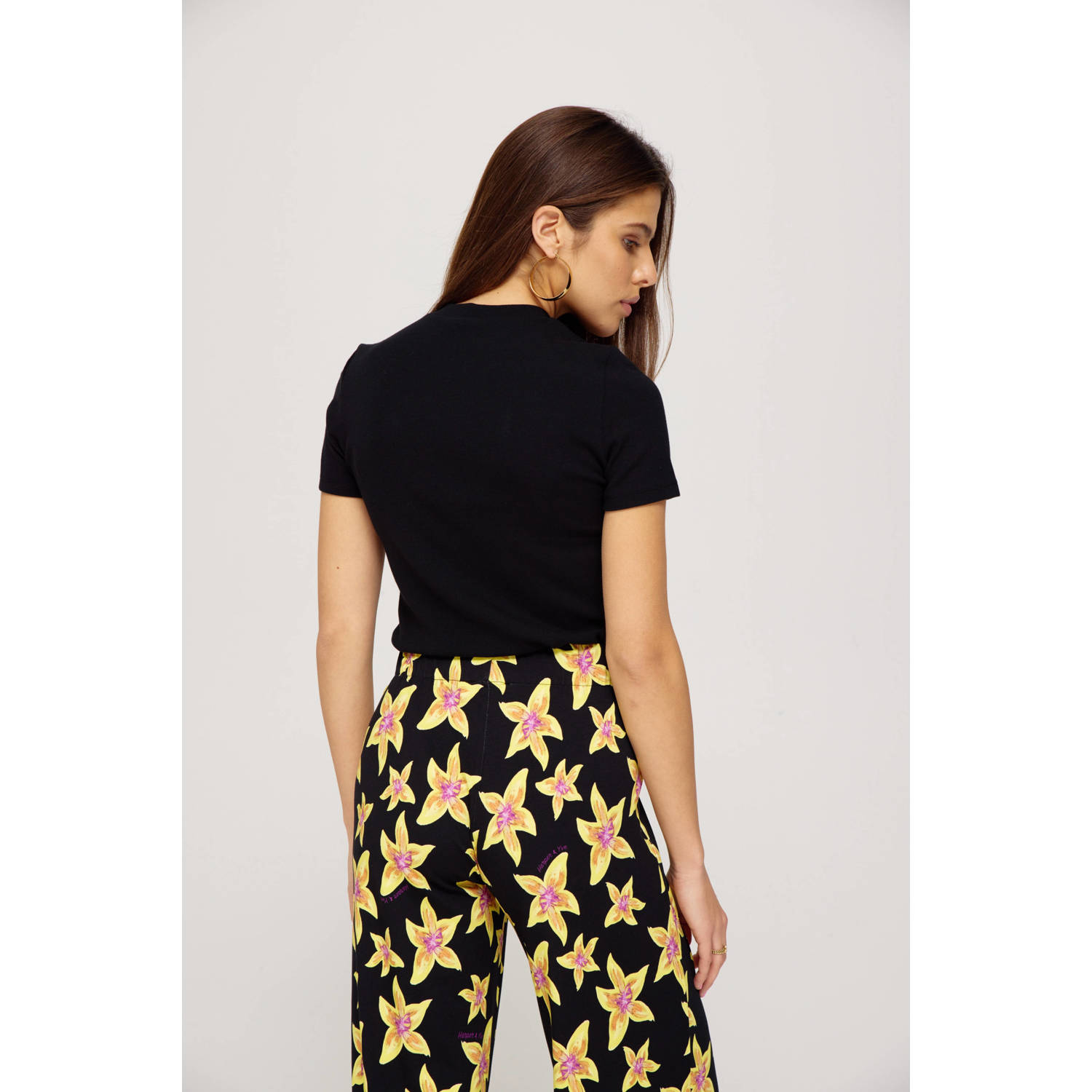 HARPER & YVE wide leg regular waist broek zwart
