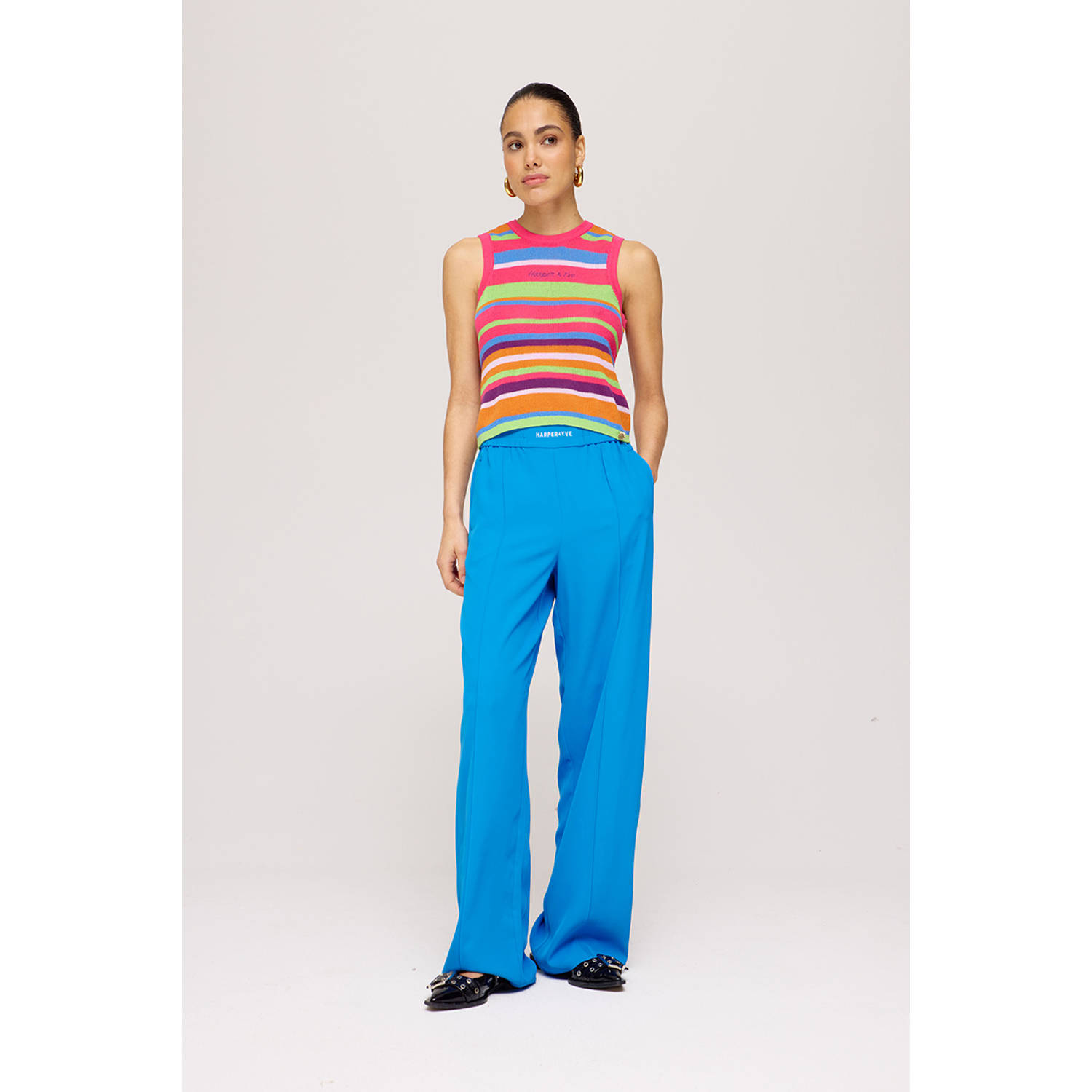 HARPER & YVE wide leg regular waist broek blauw