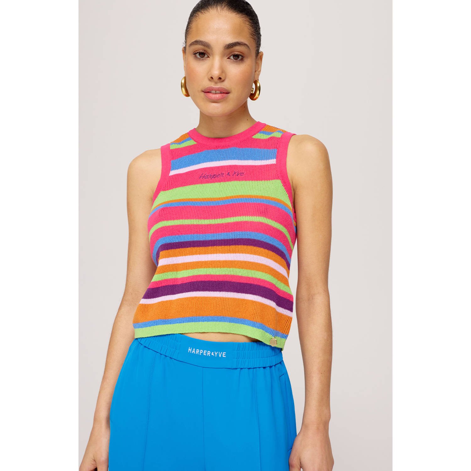 HARPER & YVE wide leg regular waist broek blauw