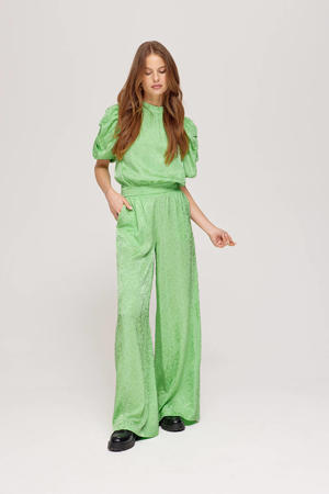 wide leg high waist broek groen