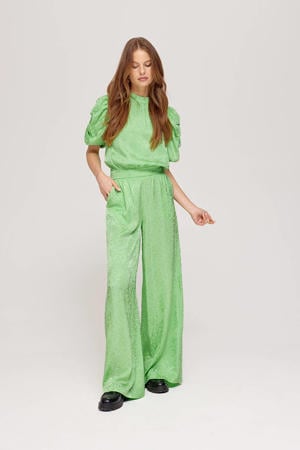 wide leg high waist broek groen
