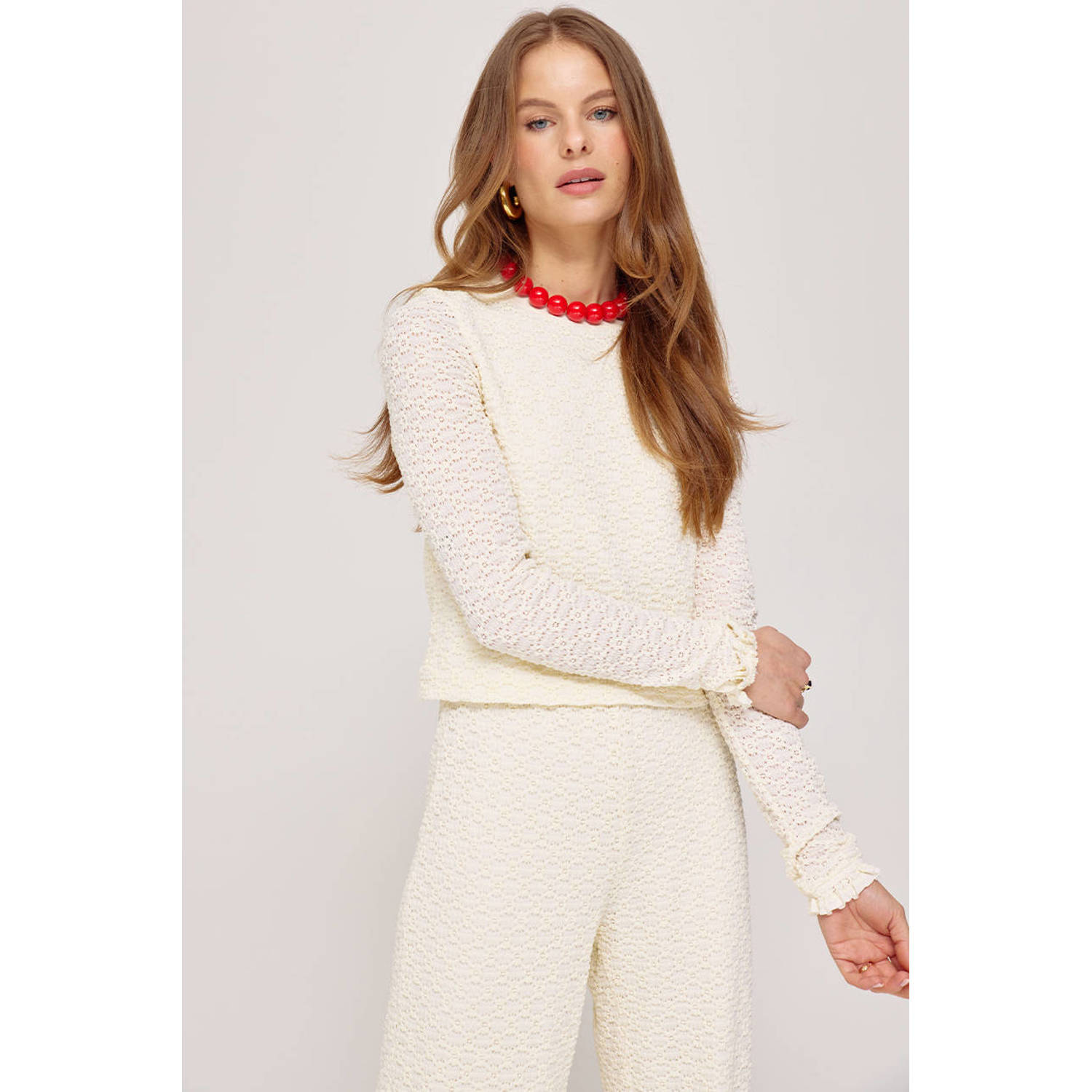 HARPER & YVE wide leg regular waist broek ecru
