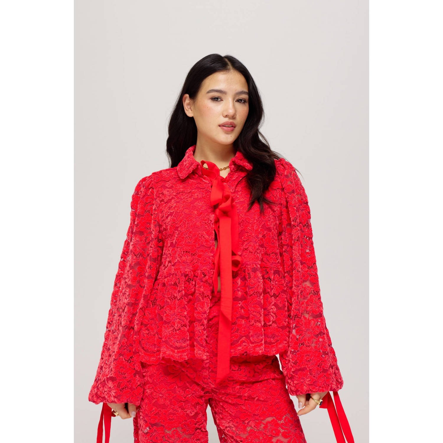 Harper & Yve Maral-Ls Lange Mouw Blouse Red Dames