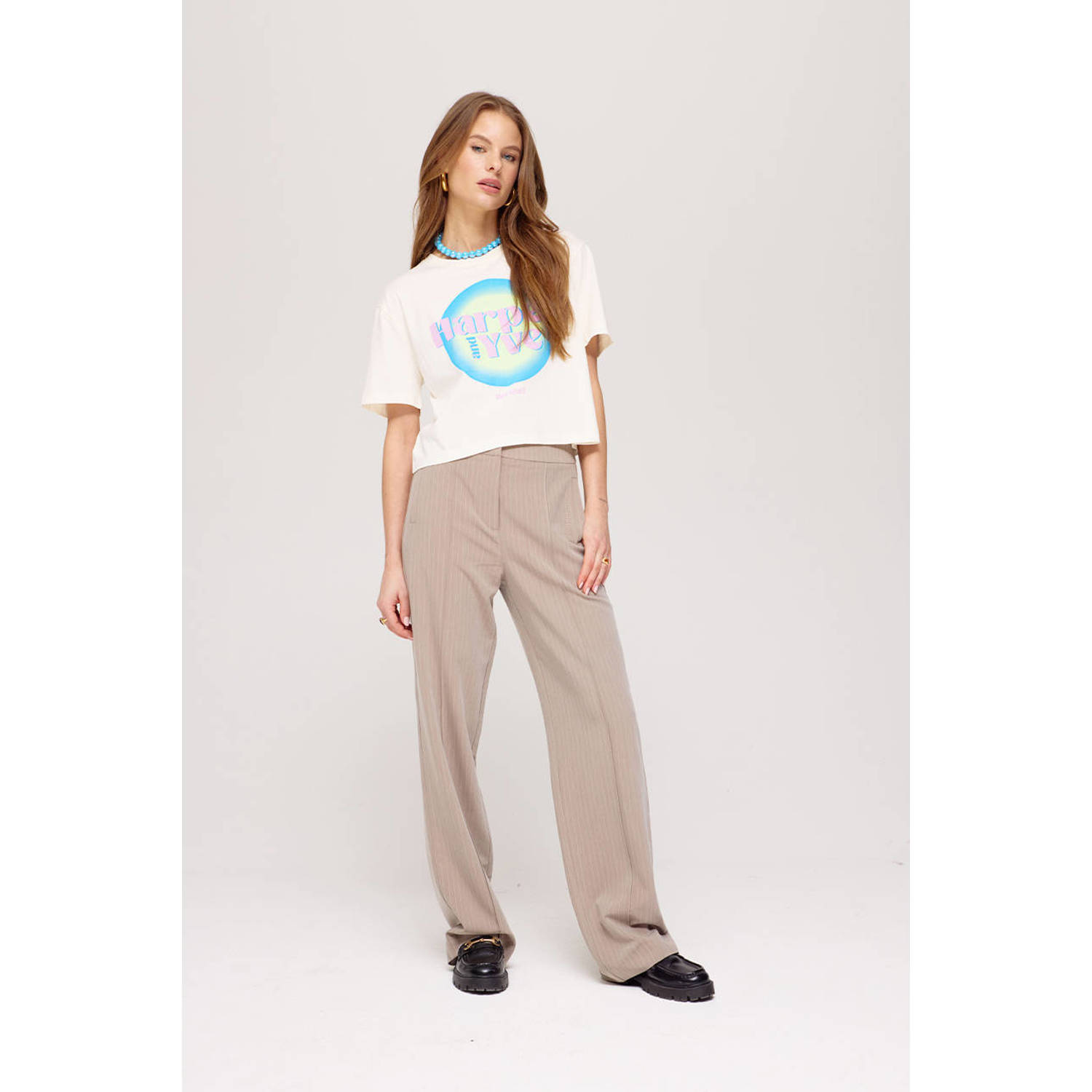 HARPER & YVE Dames Tops & T-shirts Hotstuff-ss Cropped Ecru