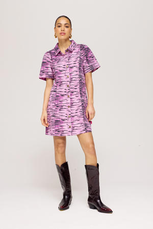 dierenprint jurk paars