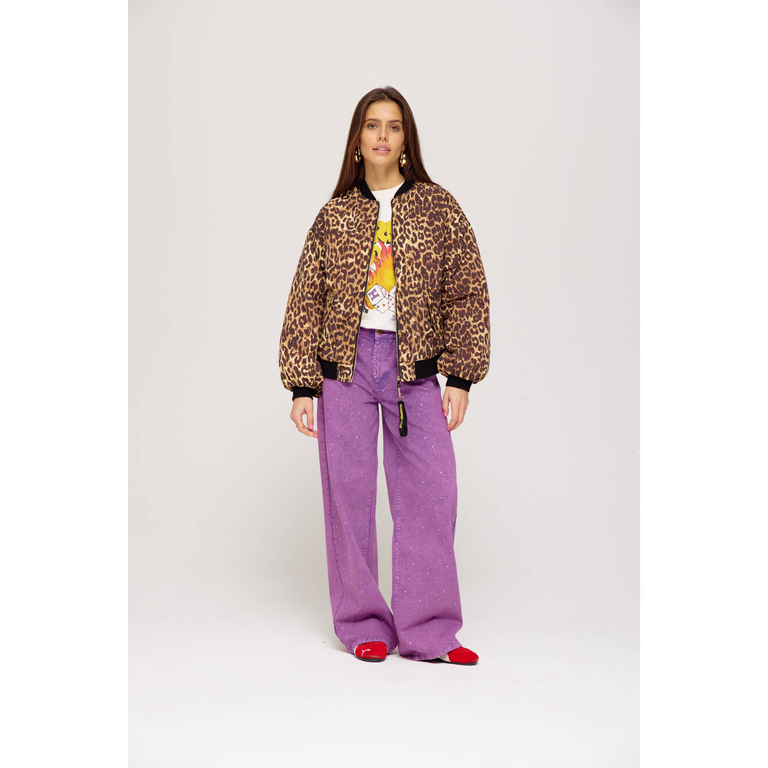 HARPER & YVE regular waist wide leg jeans paars