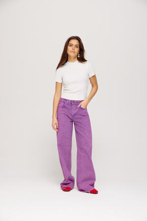 regular waist wide leg jeans paars
