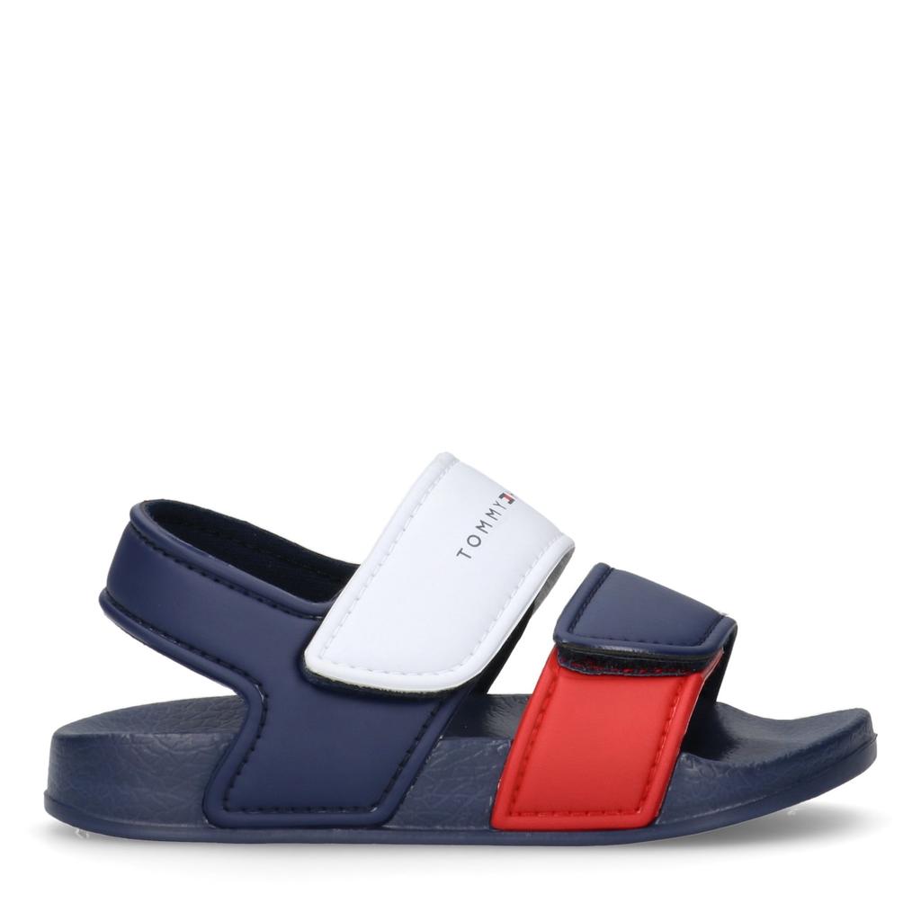 Blauw, wit en rode jongens Tommy Hilfiger Joel sandalen van imitatieleer met klittenband