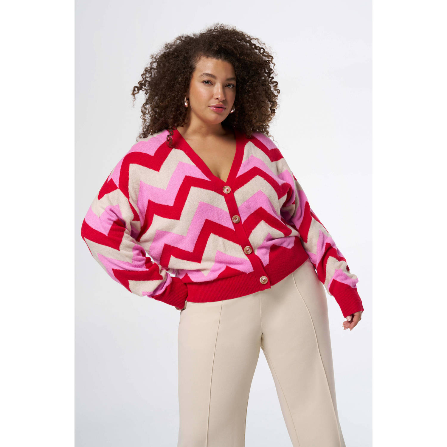 MS Mode gebreid vest roze