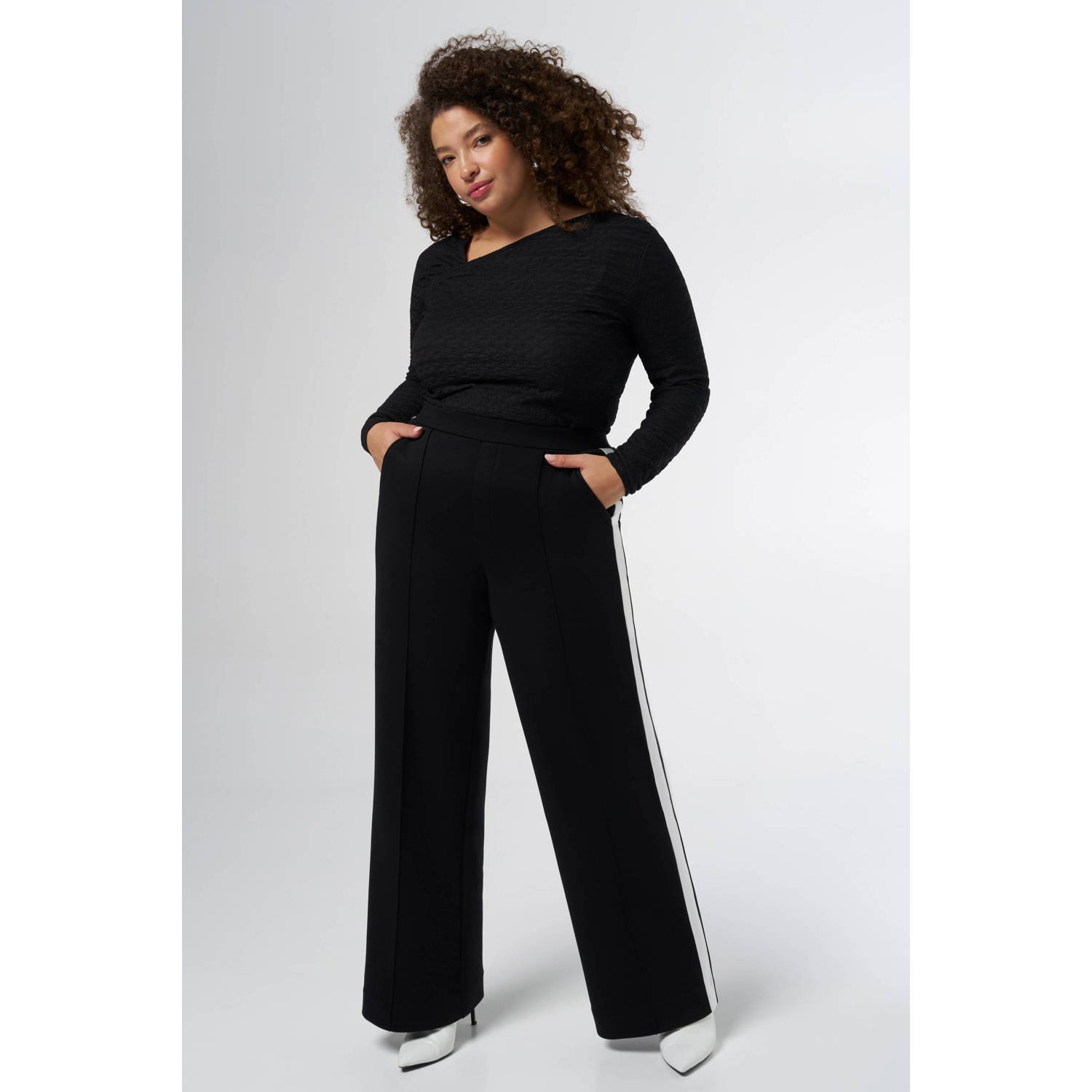 MS Mode wide leg high waist broek zwart