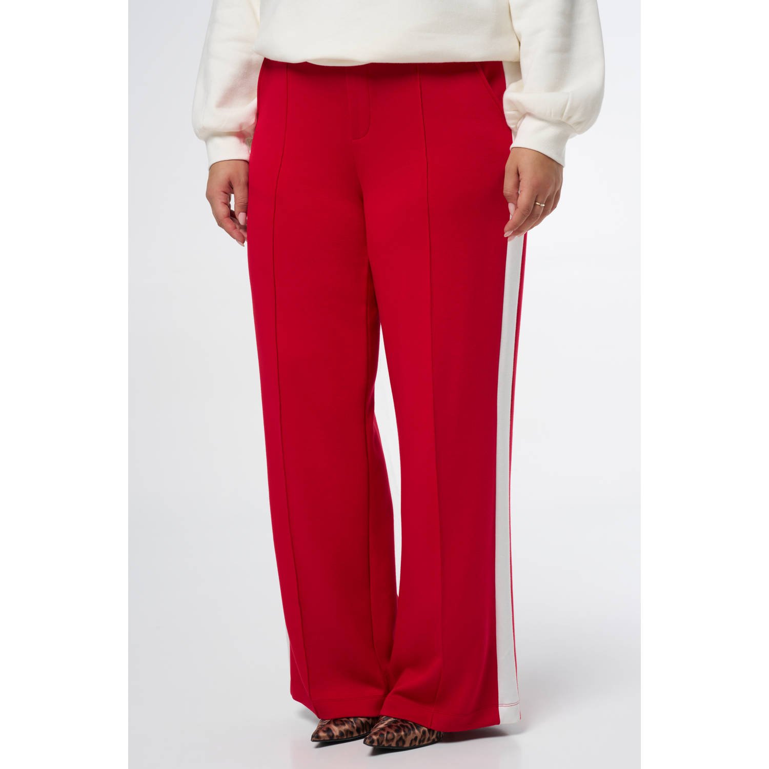 MS Mode wide leg high waist broek donkerrood