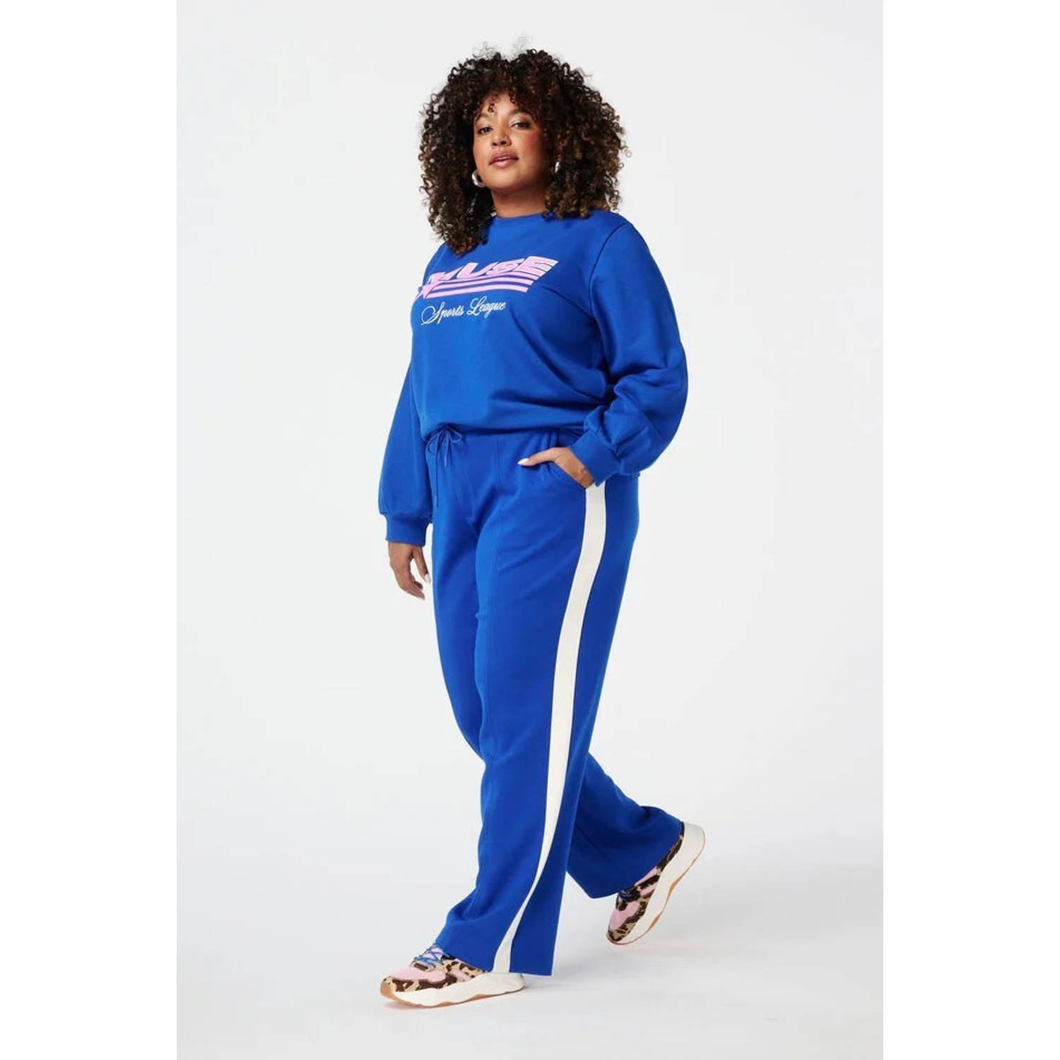 MS Mode wide leg high waist broek blauw