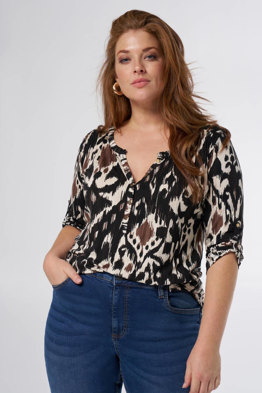 ONLY CARMAKOMA top CARVICA met all over print zwart/wit ONLY CARMAKOMA top CARVICA met all over print zwart/wit