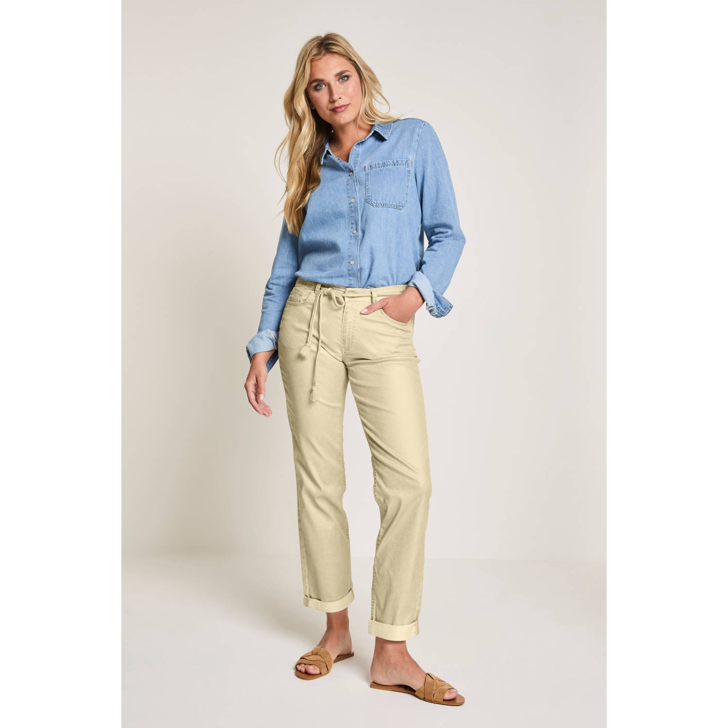 Para Mi high waist casual broek zand