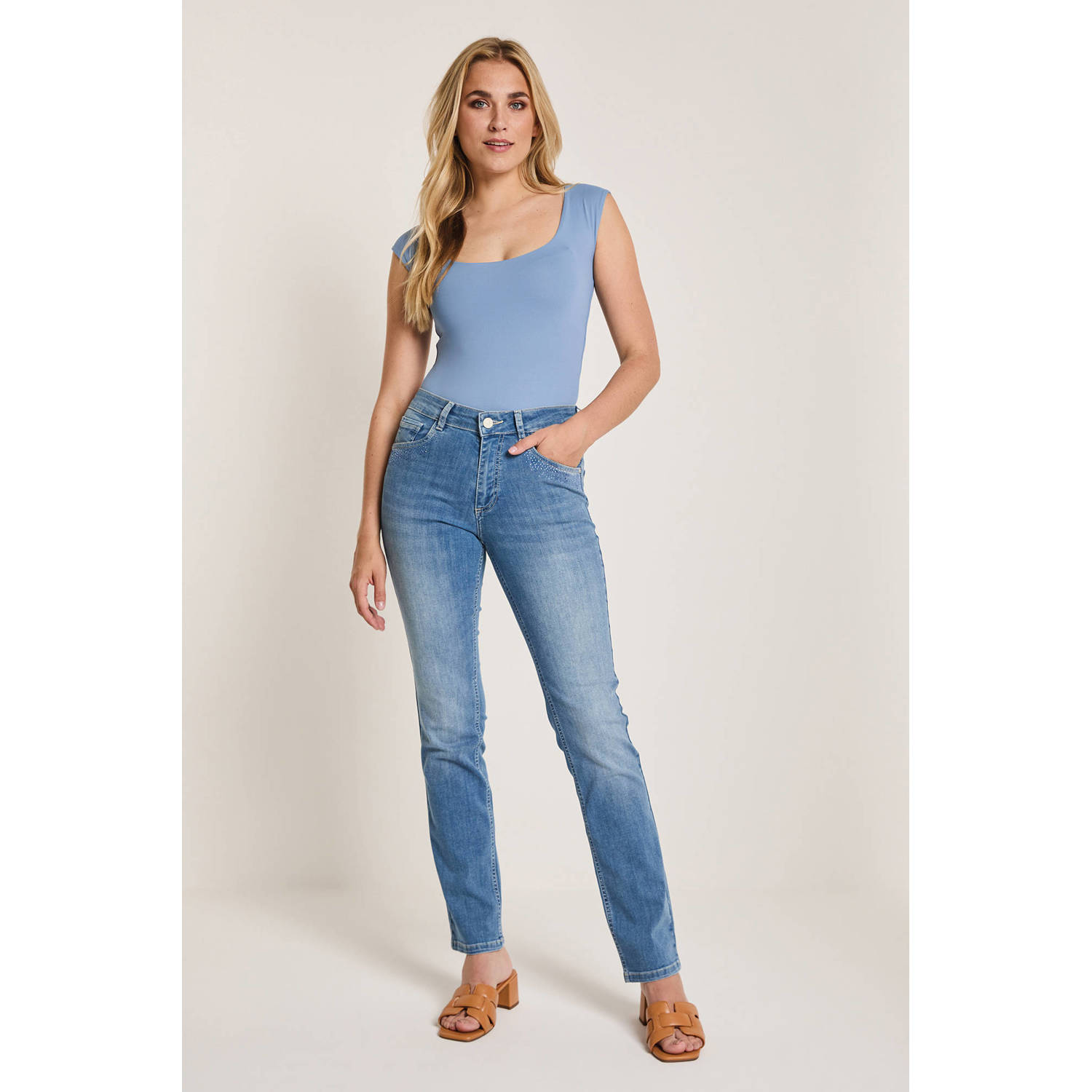Para Mi high waist slim fit jeans medium blue denim