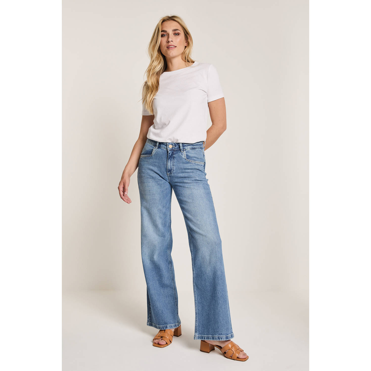 Para Mi high waist wide leg jeans medium blue denim