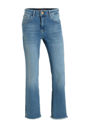 high waist flared jeans medium blue denim