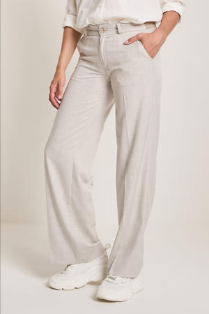 wide leg high waist casual broek lichtgrijs