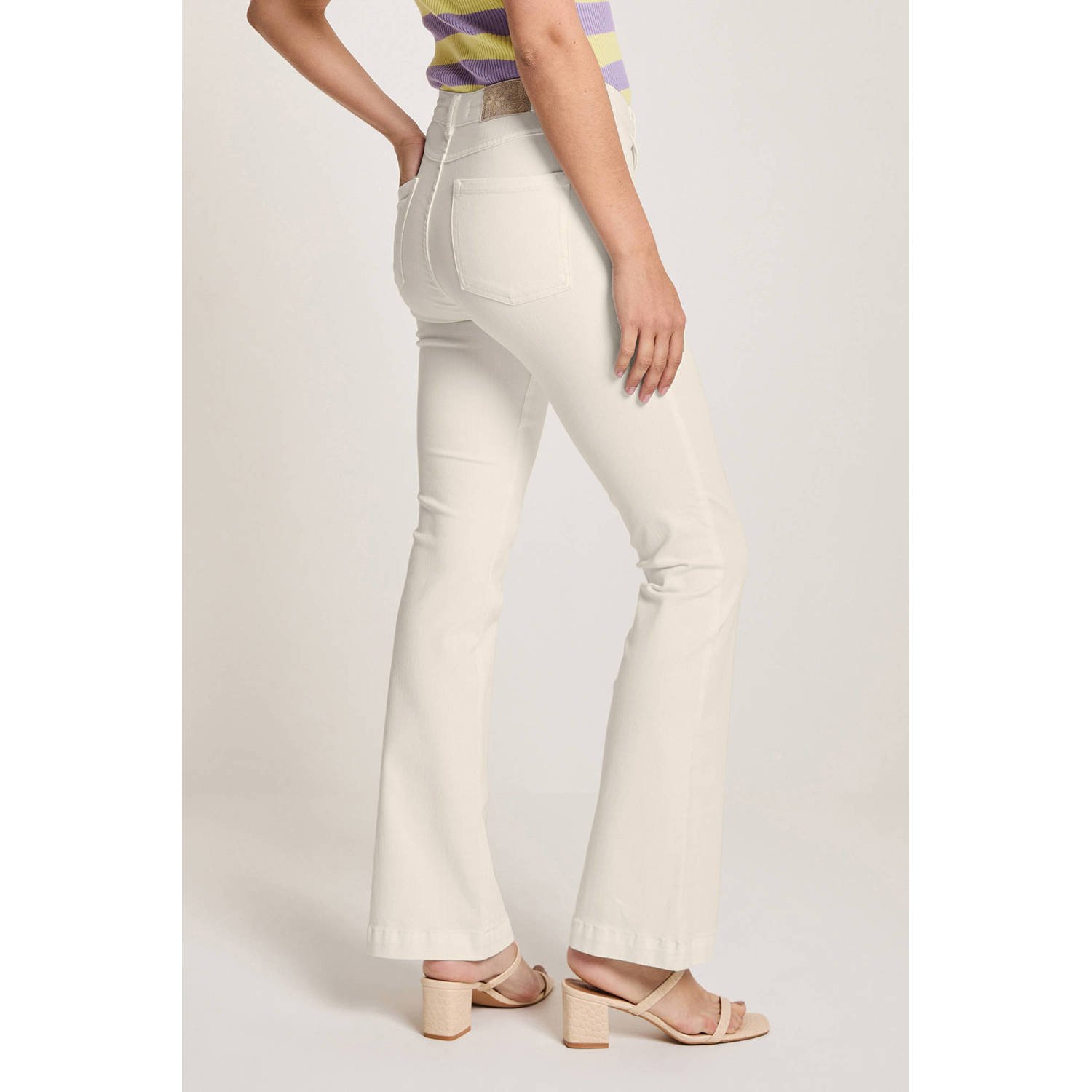 Para Mi flared high waist broek crème