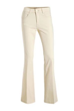 flared high waist broek crème