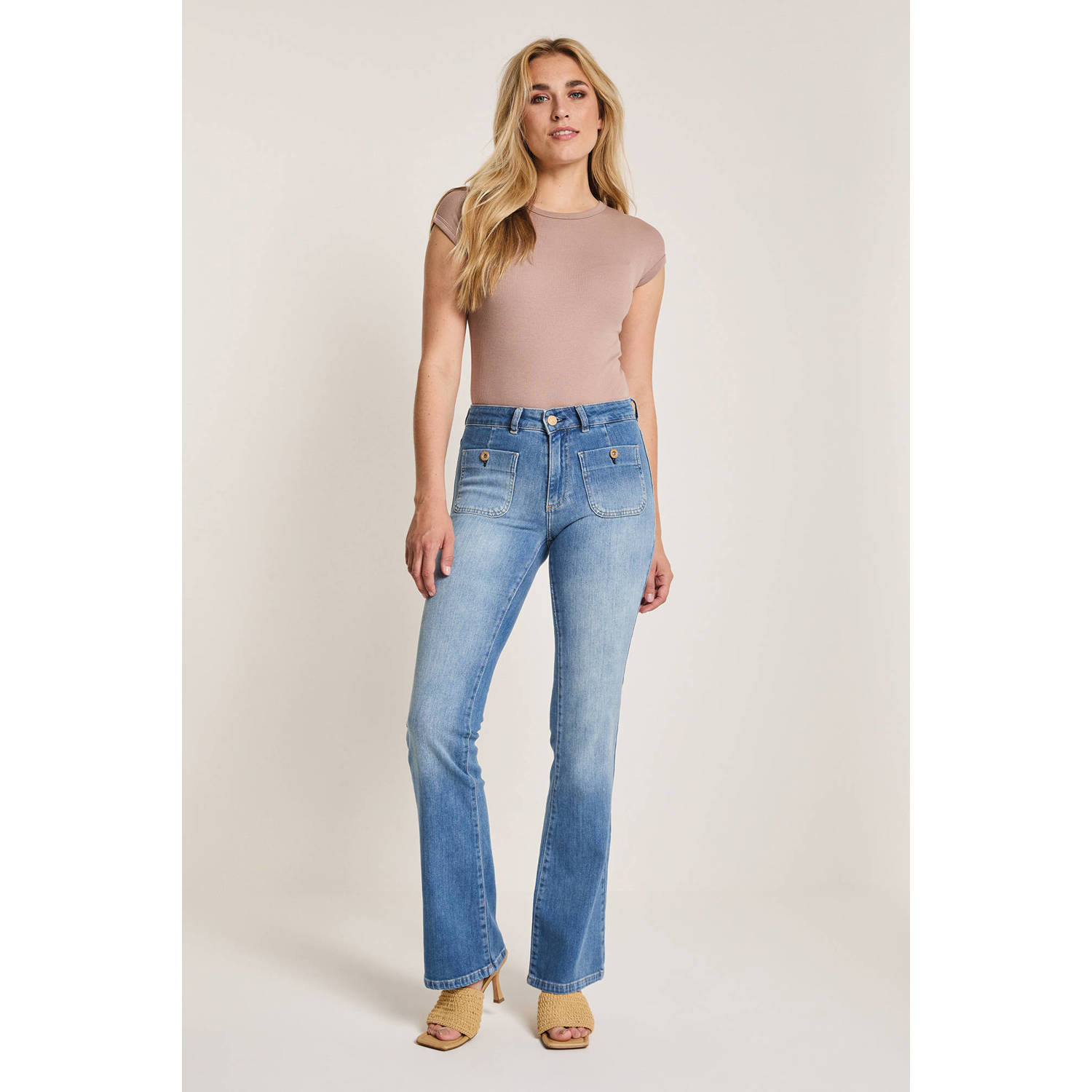 Para Mi high waist flared jeans medium blue denim