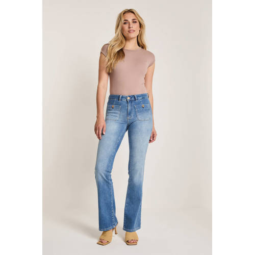 Para Mi high waist flared jeans medium blue denim afbeelding