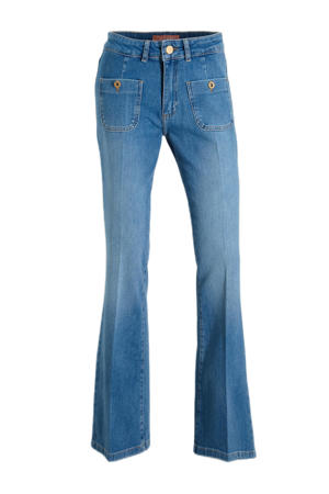 high waist flared jeans medium blue denim
