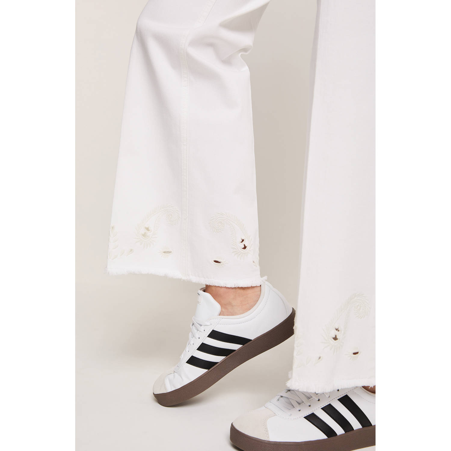 Para Mi wide leg high waist broek ecru ajour