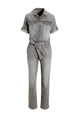 denim straight jumpsuit grey denim