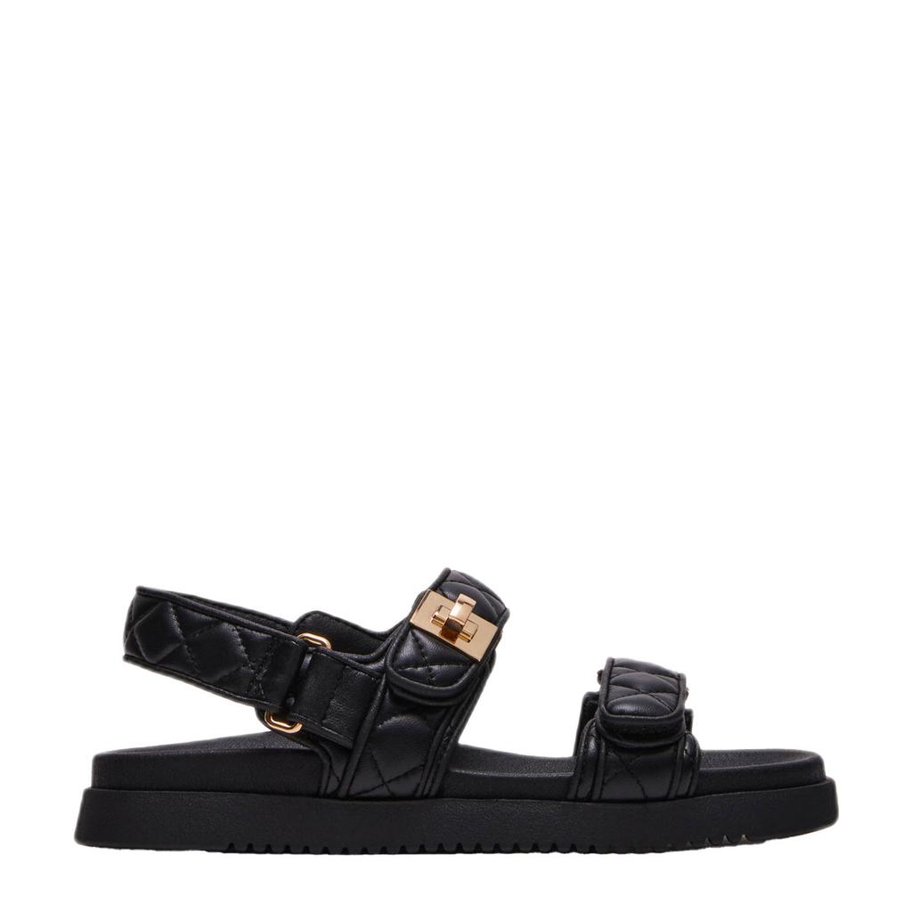 Zwarte dames Steve Madden leren sandalen met klittenband