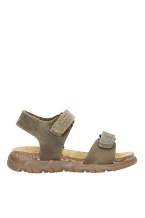 leren sandalen kaki