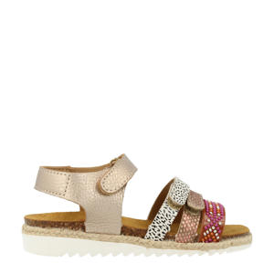   leren sandalen goud/roze