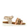 Develab leren sandalen goud/panter