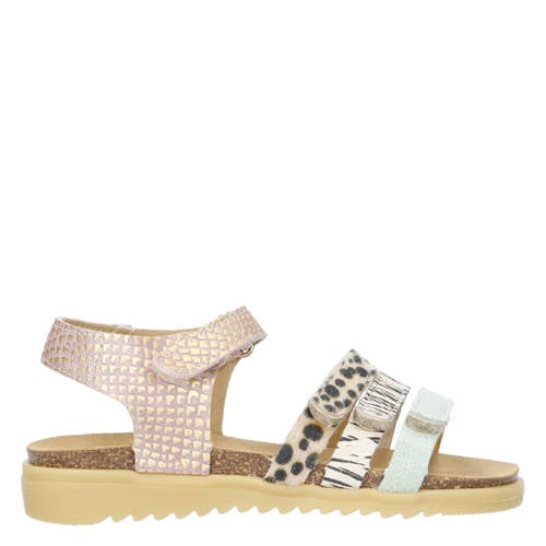 Develab leren sandalen roze/groen/bruin afbeelding