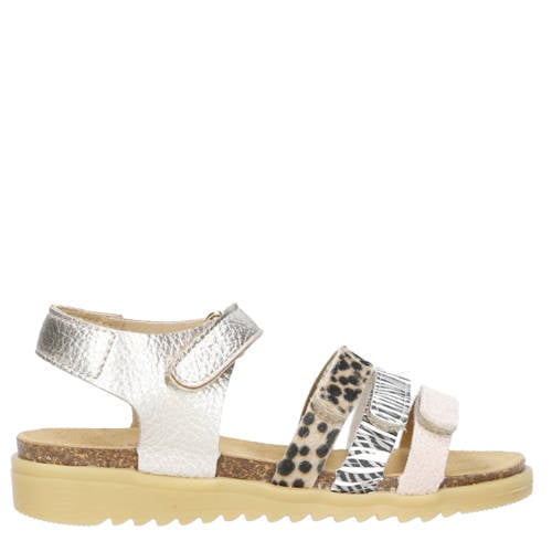 Develab leren sandalen zilver/beige afbeelding