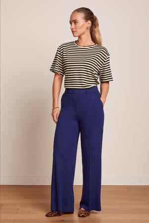 wide leg regular waist broek donkerblauw