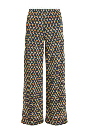 flared regular waist casual broek donkerblauw met glitter