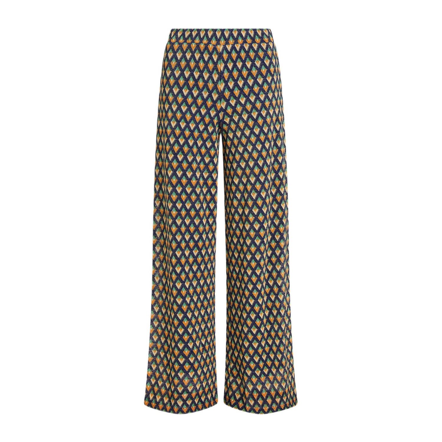 King Louie flared regular waist casual broek donkerblauw met glitter