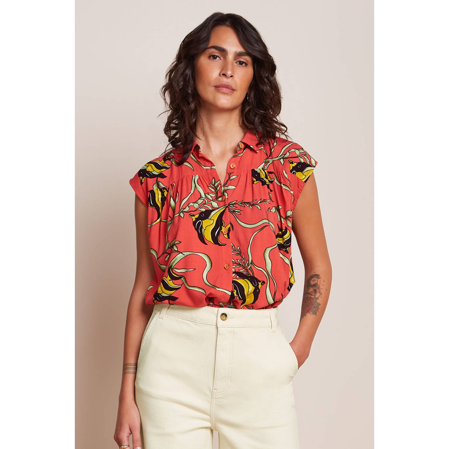 King Louie blousetop koraalrood