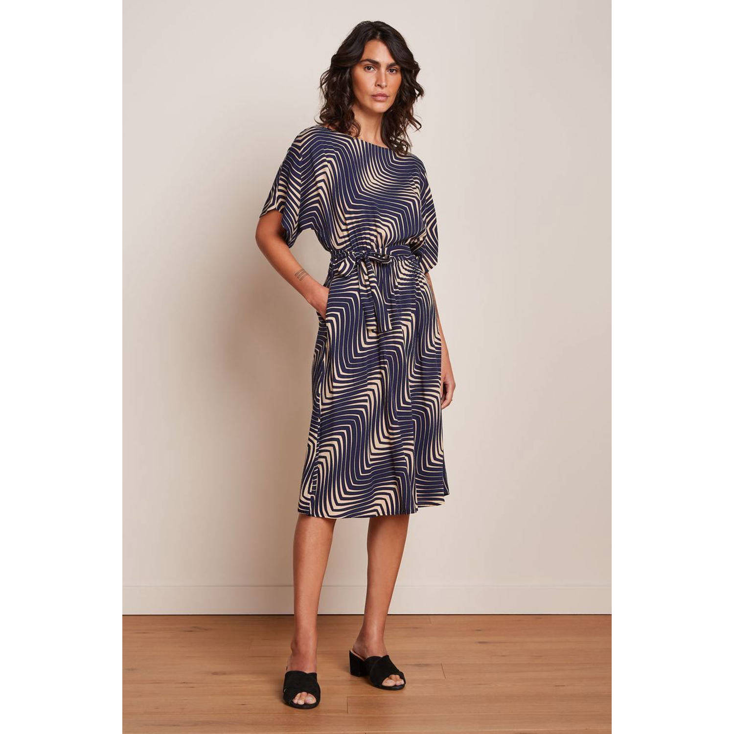 King Louie midi jurk donkerblauw